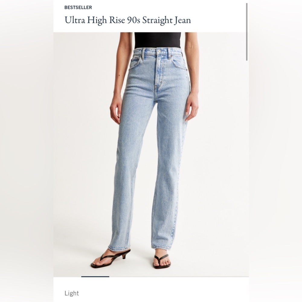 Abercrombie & Fitch Ultra High Rise 90s Straight Jeans - Light Blue